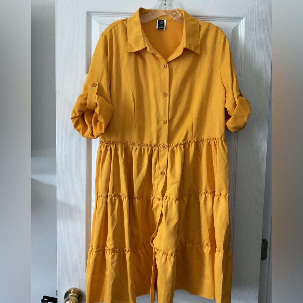 SHEIN Mustard Button-Up Dress